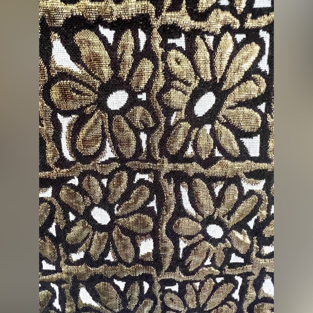 J. McLaughlin Perita Mini Skirt Vintage Daisy Gold Metallic Brocade Zip Front - Picture 8 of 14